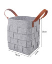 Handmade Woven Felt Two Set of Large Medium size Hamper laundry Toy Storage Basket with PU Handle